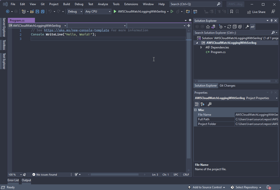 Logging to AWS CloudWatch Using Serilog